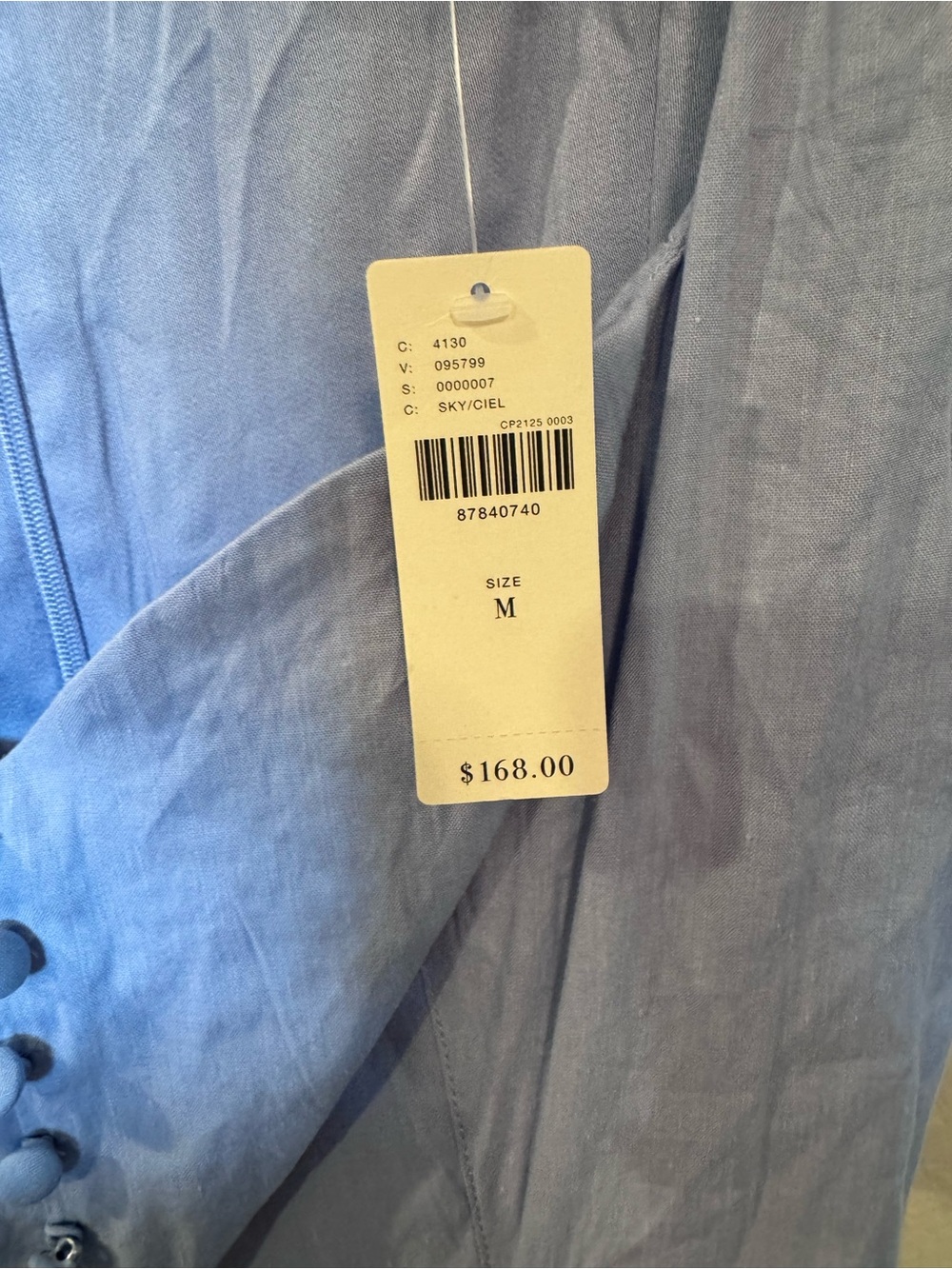 Anthropologie Light Blue Midi Dress Size M| Cap Sleeve Fitted Linen Blend NWT - Picture 5 of 11